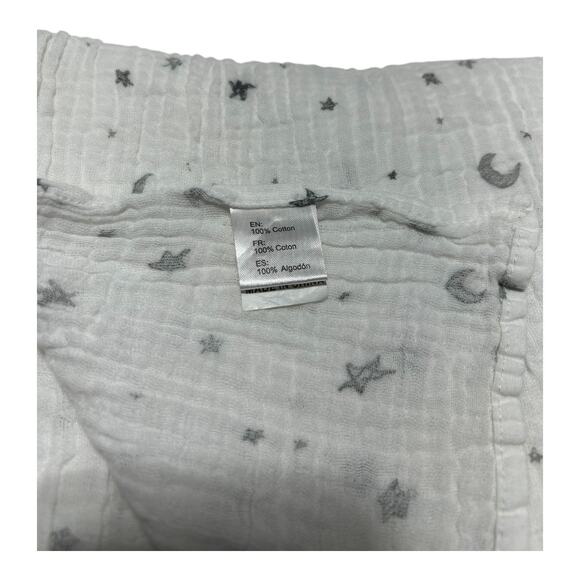 TL Care American Baby Company White Gray Moon Stars Muslin Swaddle Blanket 2018 - Picture 2 of 5